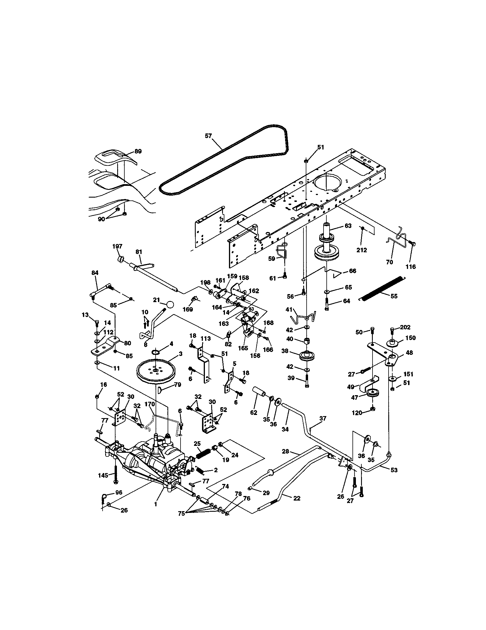 Ground Drive Diagram and Parts List for 917272054  Craftsman Lawn Tractor