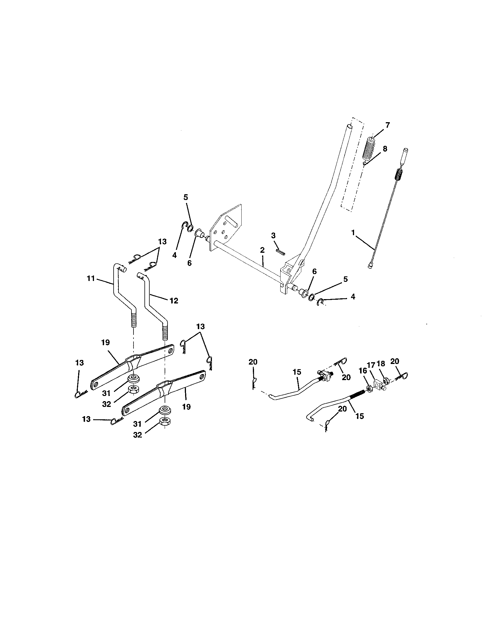 Lift Assembly Diagram and Parts List for 917271750  Craftsman Lawn Tractor