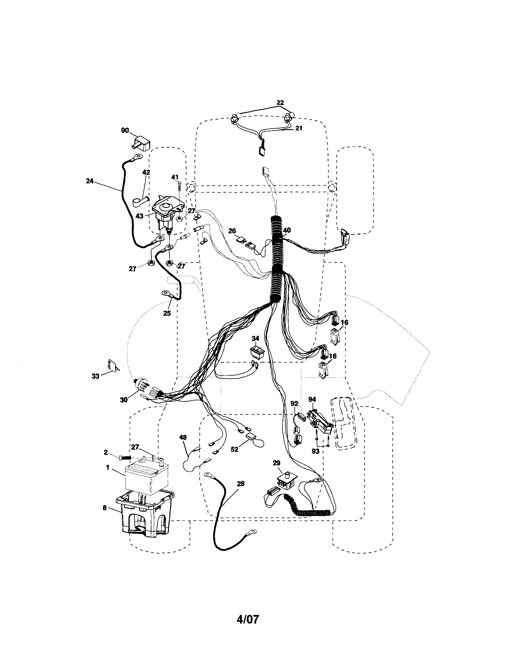 Electrical Diagram and Parts List for 917287051  Craftsman Lawn Tractor