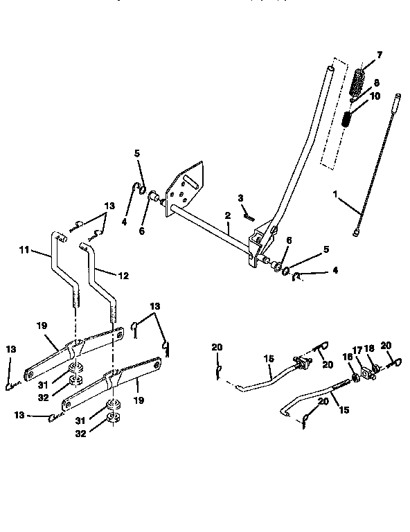 Lift Diagram and Parts List for 917256812  Craftsman Lawn Tractor