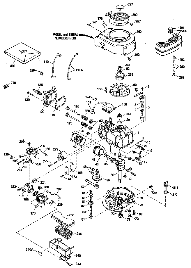 Replacement Parts Diagram and Parts List for 143414212  Craftsman Engine