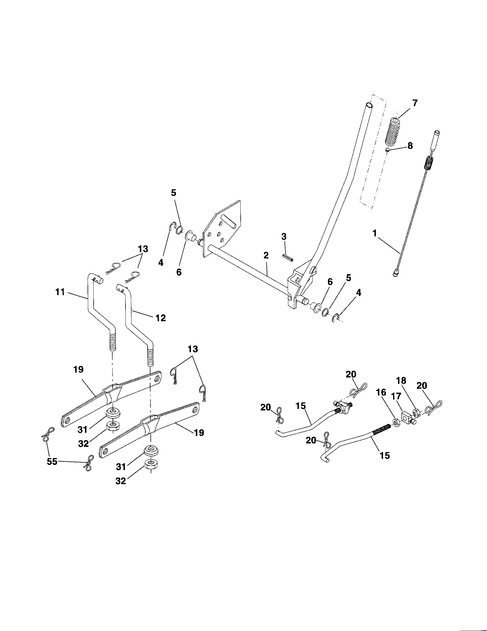 Mower Lift Diagram and Parts List for 917254010  Craftsman Lawn Tractor