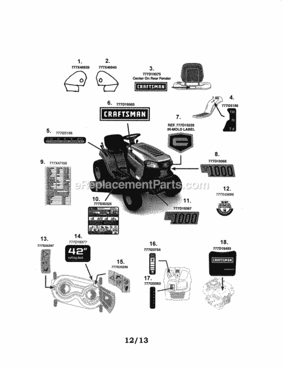 Page A Diagram and Parts List for 247203710  Craftsman Lawn Tractor