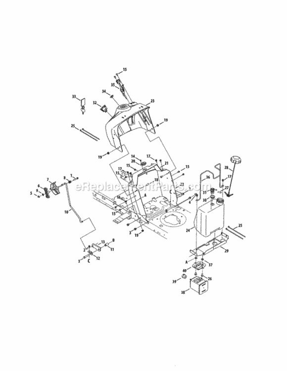 Page C Diagram and Parts List for 247203711  Craftsman Lawn Tractor
