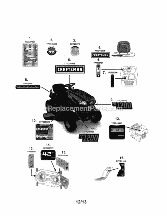 Page A Diagram and Parts List for 247203720  Craftsman Lawn Tractor