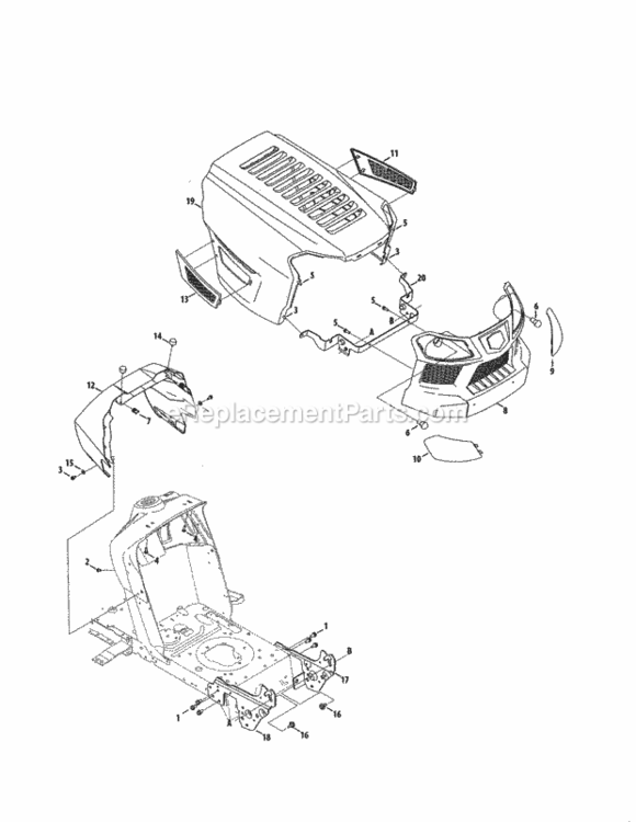 Page B Diagram and Parts List for 247203731  Craftsman Lawn Tractor