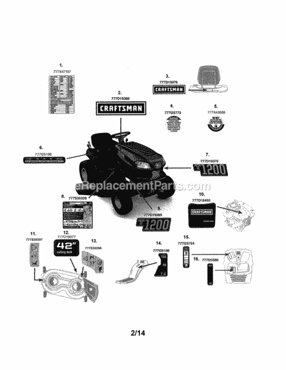 Page A Diagram and Parts List for 247203771  Craftsman Lawn Tractor