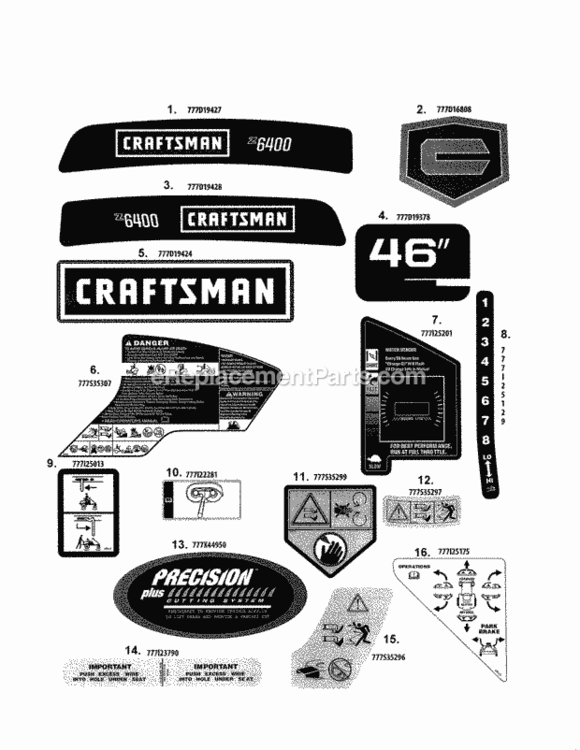 Page K Diagram and Parts List for 247204460  Craftsman Lawn Tractor