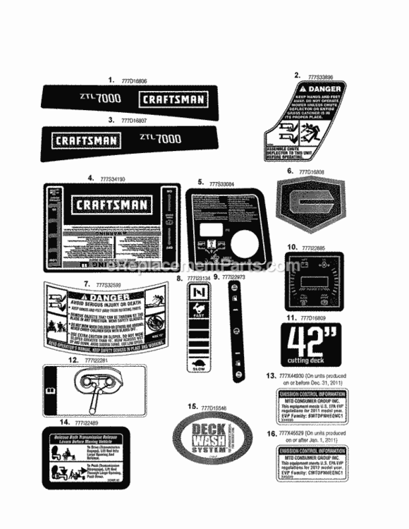 Page J Diagram and Parts List for 24725001  Craftsman Lawn Tractor