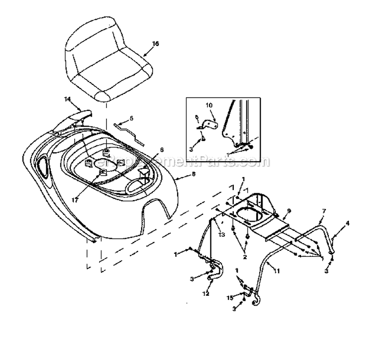 HoodSeat Diagram and Parts List for 247270200  Craftsman Lawn Mower