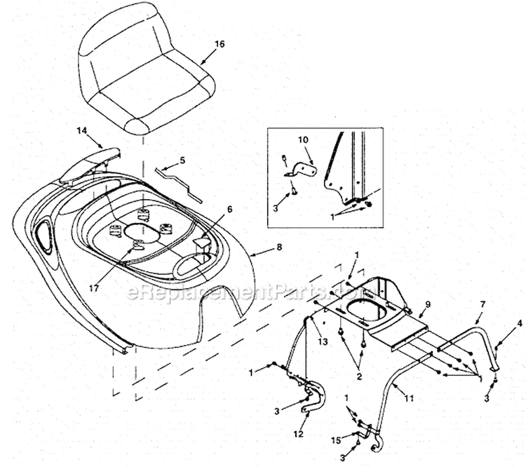 Hood-Seat Diagram and Parts List for 247270220  Craftsman Lawn Mower