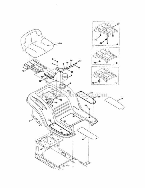 Page J Diagram and Parts List for 247286040  Craftsman Lawn Tractor