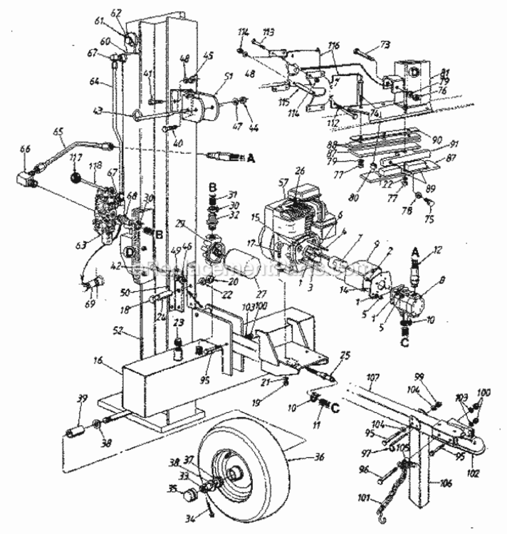 Page A Diagram and Parts List for 247287750  Craftsman Log Splitter