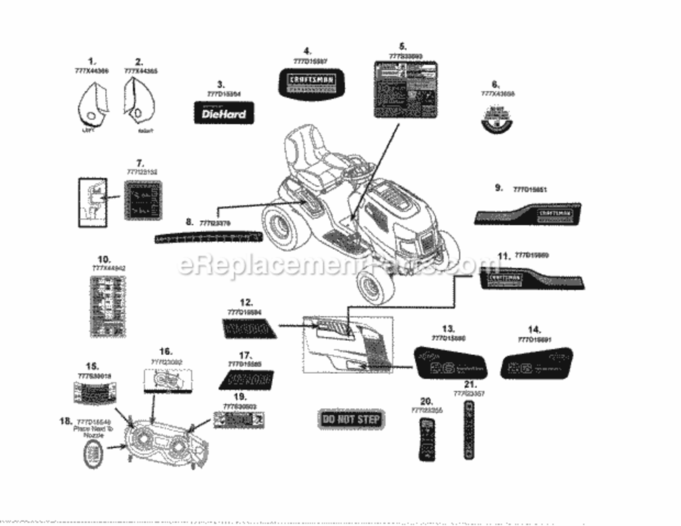 Page H Diagram and Parts List for 24728880  Craftsman Lawn Tractor