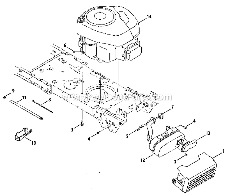 EngineMuffler Diagram and Parts List for 247288810  Craftsman Lawn Tractor