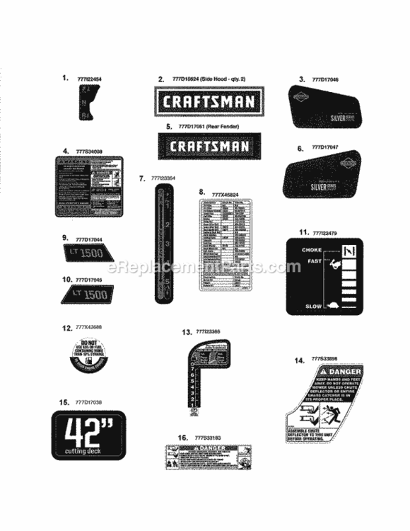 Page H Diagram and Parts List for 247288812  Craftsman Lawn Tractor