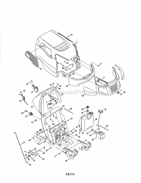 Page A Diagram and Parts List for 247288831  Craftsman Lawn Tractor