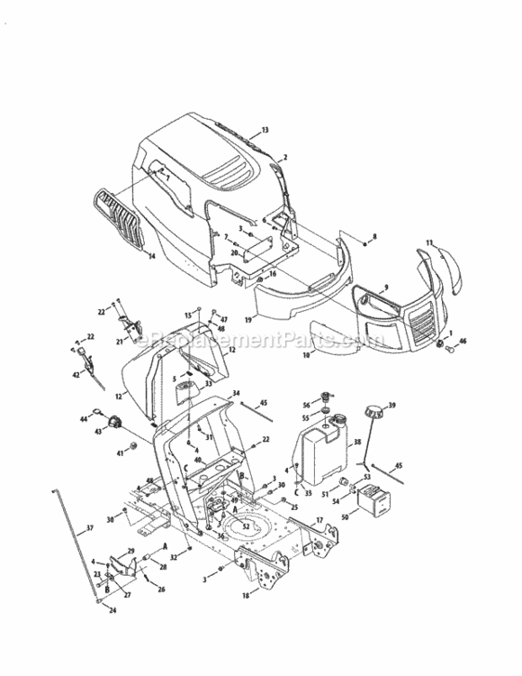 Page B Diagram and Parts List for 24728883  Craftsman Lawn Tractor