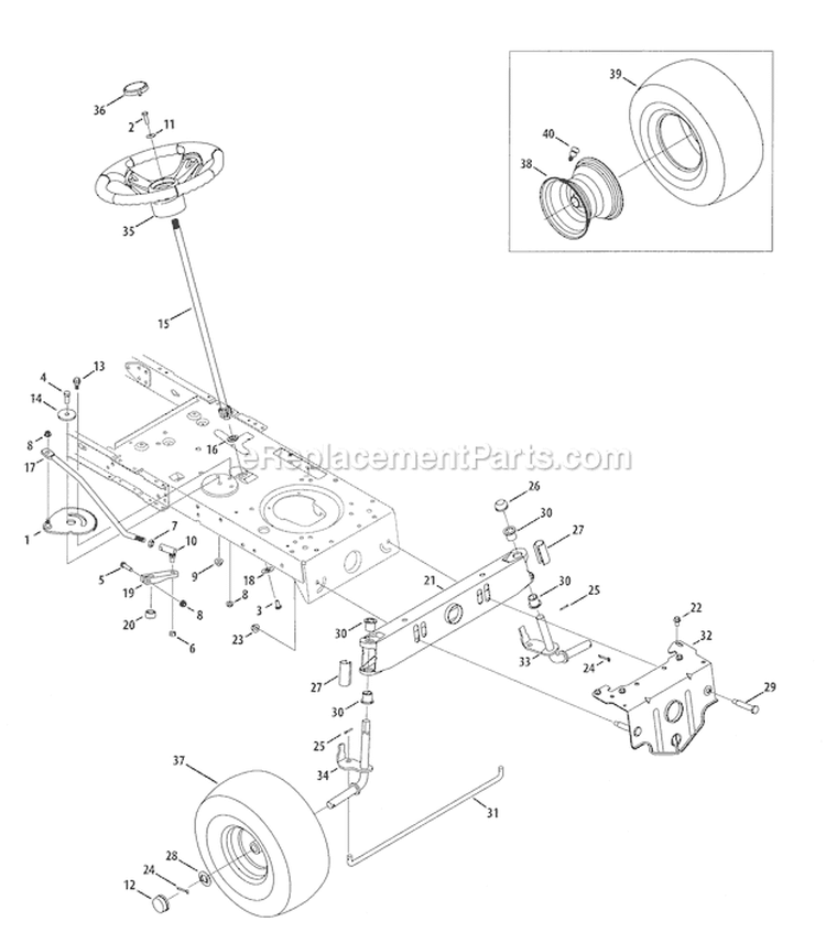 Steering Diagram and Parts List for 247288841  Craftsman Lawn Tractor