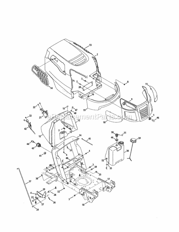 Page B Diagram and Parts List for 247288851  Craftsman Lawn Tractor