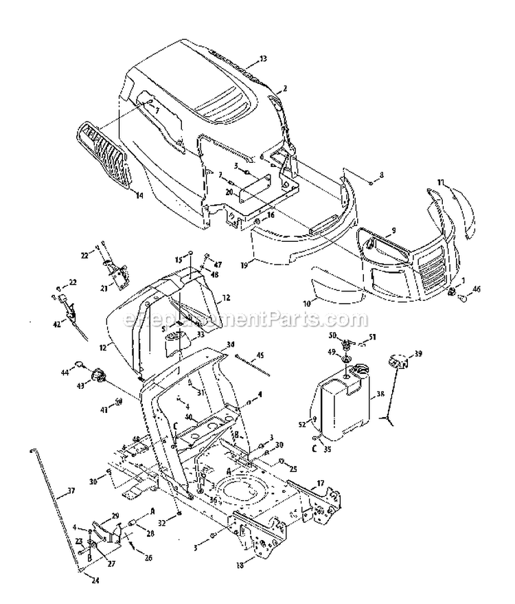 BumperHood Diagram and Parts List for 247288852  Craftsman Lawn Tractor