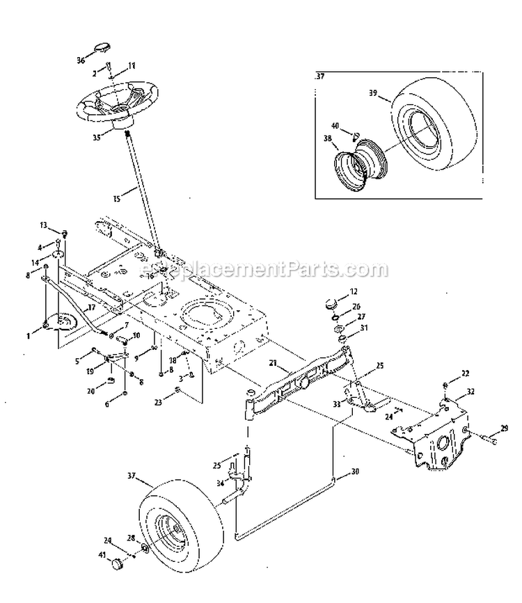 SteeringWheel Diagram and Parts List for 247288852  Craftsman Lawn Tractor
