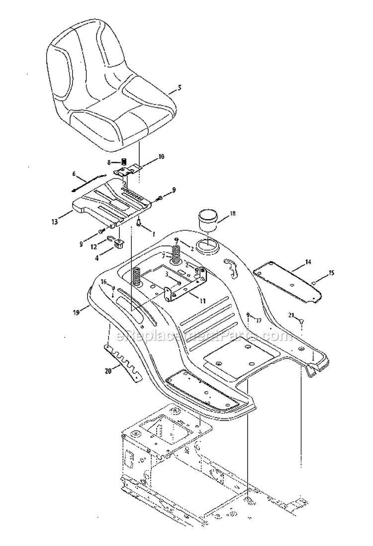 SeatFender Diagram and Parts List for 247288852  Craftsman Lawn Tractor