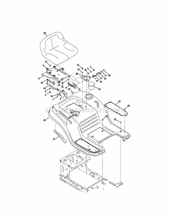 Page E Diagram and Parts List for 24728904  Craftsman Lawn Tractor