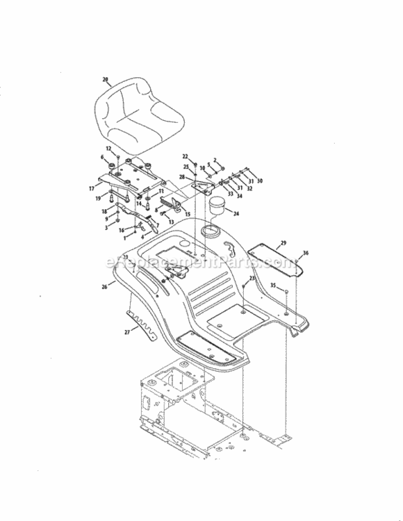 Page E Diagram and Parts List for 24728905  Craftsman Lawn Tractor