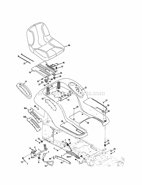 Page E Diagram and Parts List for 247289060  Craftsman Lawn Tractor