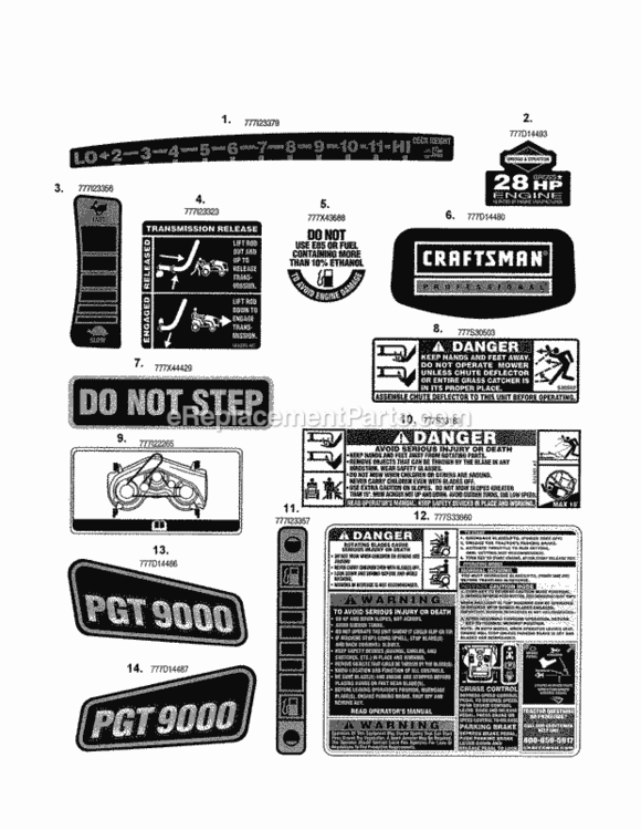 Page H Diagram and Parts List for 247289841  Craftsman Lawn Tractor