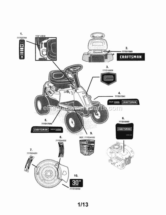 Page A Diagram and Parts List for 247290000  Craftsman Lawn Tractor