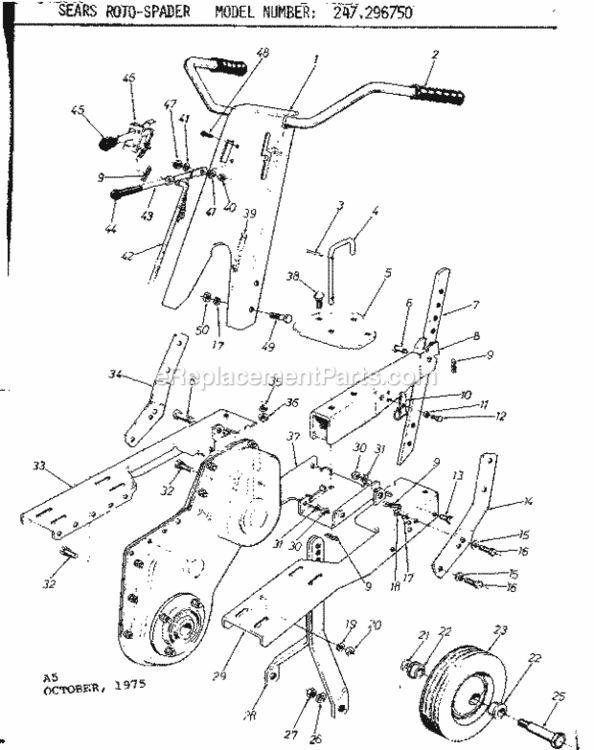 Page A Diagram and Parts List for 247296750  Craftsman Auger