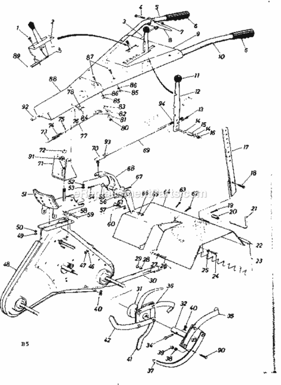 Page B Diagram and Parts List for 247298780  Craftsman Tiller