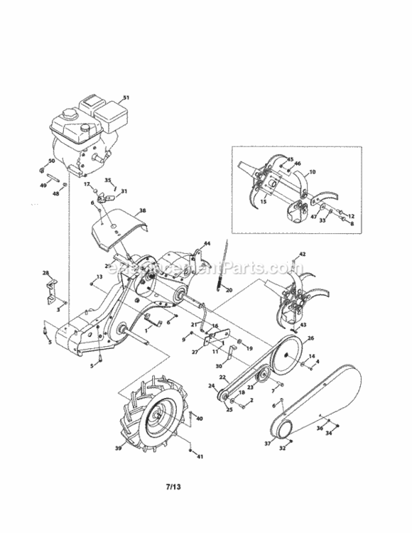 Page B Diagram and Parts List for 247299321  Craftsman Tiller
