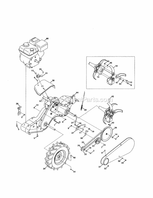 Page B Diagram and Parts List for 24729932  Craftsman Tiller
