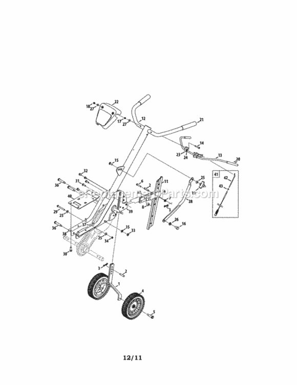 Page A Diagram and Parts List for 24729934  Craftsman Tiller