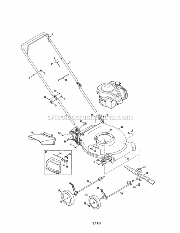 Page A Diagram and Parts List for 247370000  Craftsman Lawn Mower