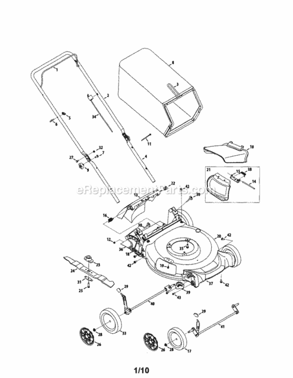 Page A Diagram and Parts List for 24737111  Craftsman Lawn Mower