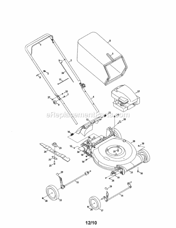 Page A Diagram and Parts List for 24737185  Craftsman Lawn Mower