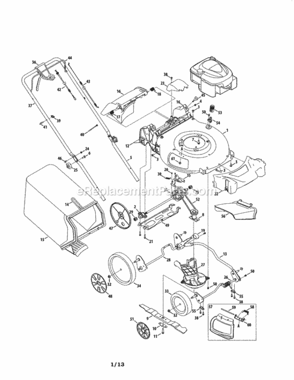 Page A Diagram and Parts List for 247374900  Craftsman Lawn Mower