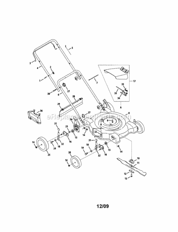 Page A Diagram and Parts List for 24738510  Craftsman Lawn Mower