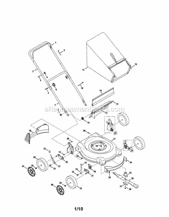 Page A Diagram and Parts List for 24738814  Craftsman Lawn Mower