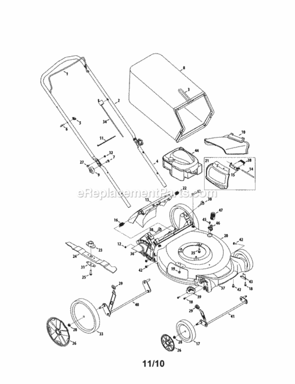 Page A Diagram and Parts List for 24738918  Craftsman Lawn Mower