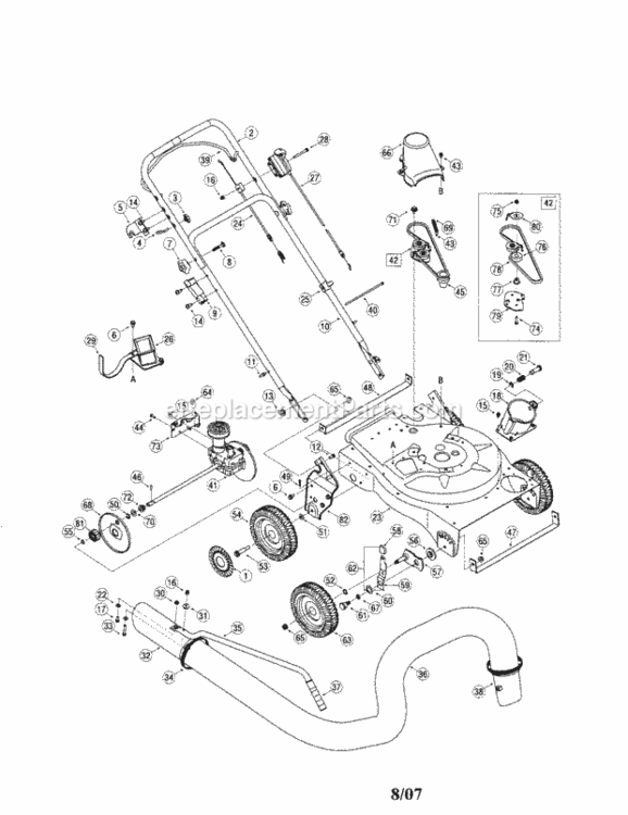 Page E Diagram and Parts List for 247770130  Craftsman Leaf Blower / Vacuum
