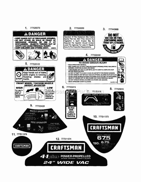 Page C Diagram and Parts List for 24777366  Craftsman Leaf Blower / Vacuum