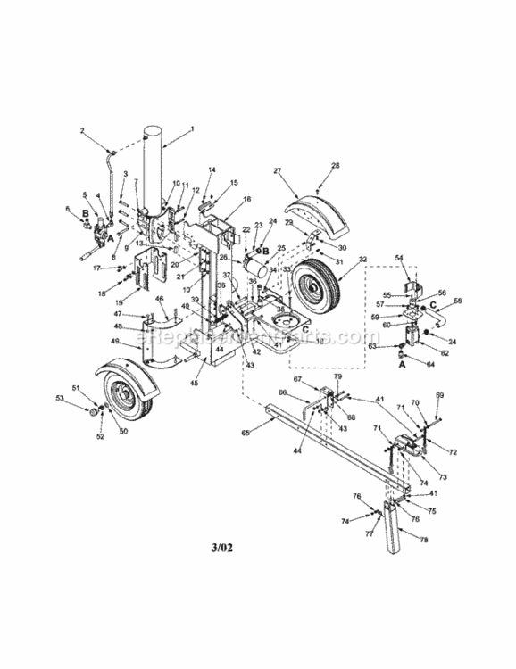 Page A Diagram and Parts List for 247774500  Craftsman Log Splitter
