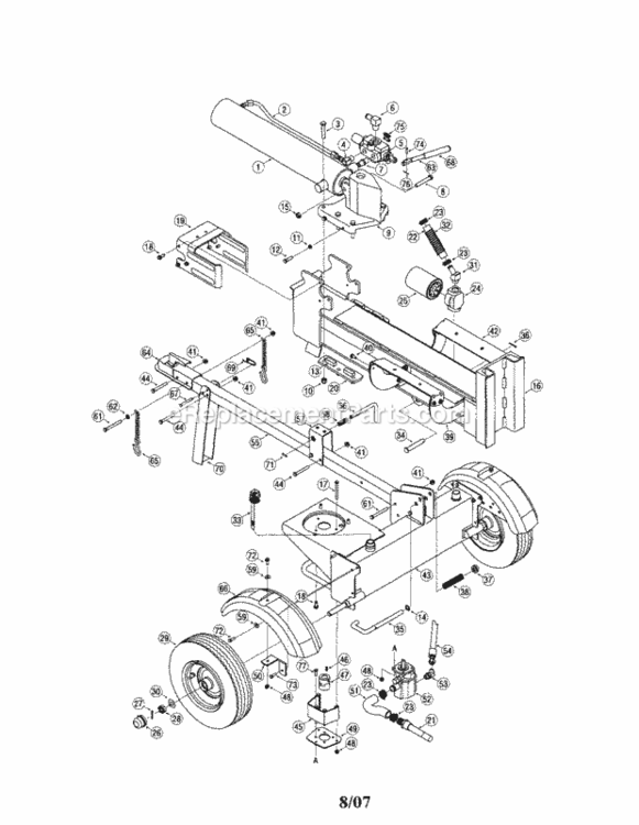 Page A Diagram and Parts List for 247774661  Craftsman Log Splitter