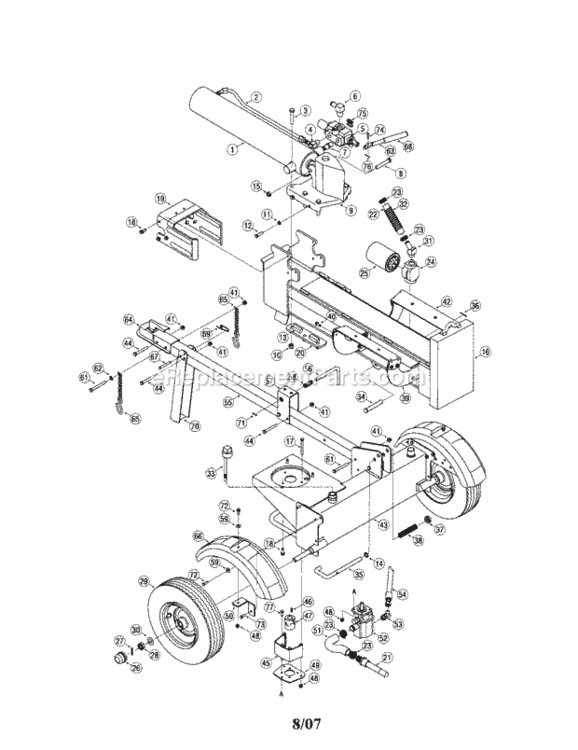 Page A Diagram and Parts List for 24777614  Craftsman Log Splitter