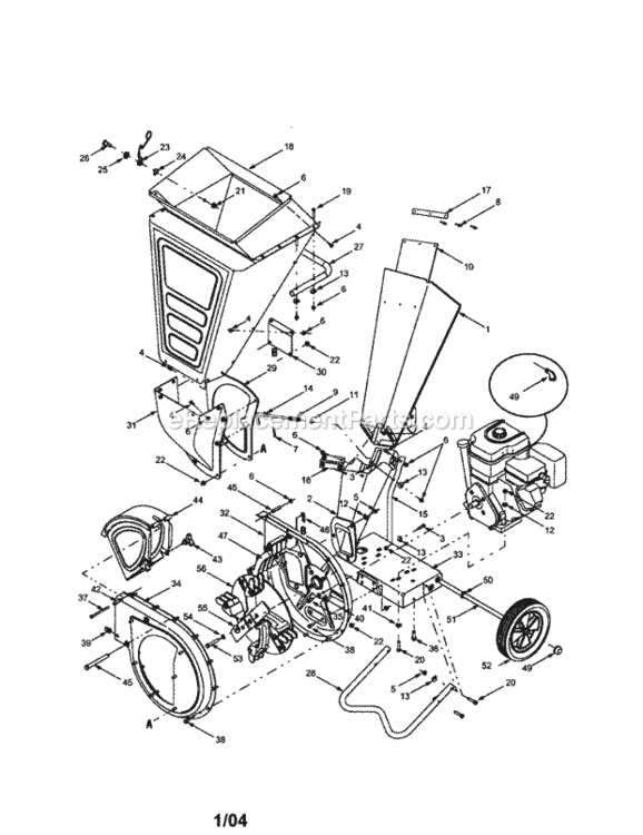 Page A Diagram and Parts List for 247776350  Craftsman Chipper Shredder